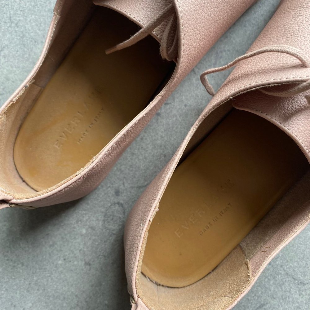 EUC Everlane the leather lace-up flat - blush pink derbys - Picture 6 of 11